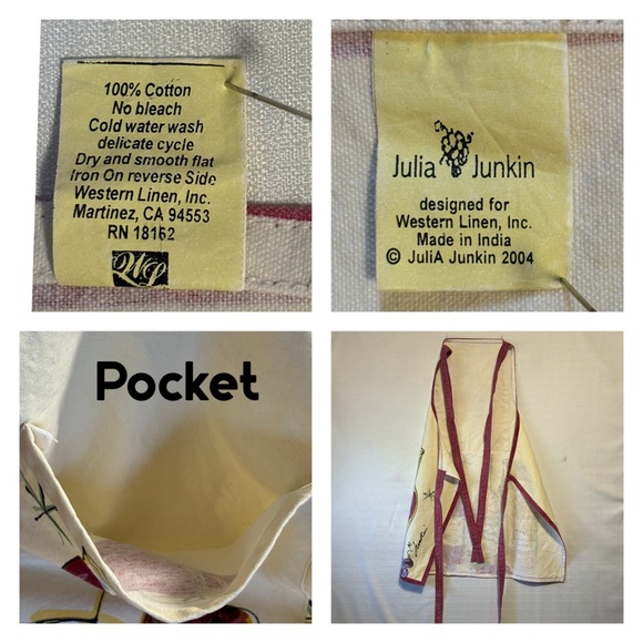 Julia Junkin Hand painted bib apron wine theme bottles festive xmas party - Picture 10 of 12